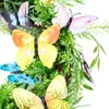 Decorative Flowers Home Wreaths Colorful Butterflies Green Rattan Round-Shaped Spring Hanging Garland For Front Door Windows Wall Decor