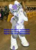 Traje de mascote de cachorro husky de pele longa mascote de raposa lobo fursuit peludo de desenho animado de desenho animado atividades comunitárias de jogo de jogo zx2995