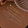 Luxe retro vierkant smaragd ketens sieraden voor meisjes gepersonaliseerd cadeau eenvoudige en modieuze sieraden