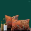 枕カバー新古典的な光贅沢オレンジレッドジャングルヒョウ装飾枕ケース