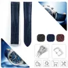 19mm 20mm 21mm 22mm Relógio Bandas de cinta Man Blue Black Calf Genuine Leather Watch Bands Fivela de bracelete para ômega 300m Planet-O250E