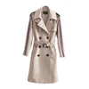 Женские траншевые пальто осени высокой модной бренд Женщина Классическая двойная грудь водонепроницаемое плащ