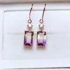 Boucles d'oreilles pendantes Ametrine naturelle Gemstone Drop Real 925 Silver Fashion Fine Charm Jewelry For Women