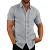 Erkekler Sıradan Gömlek Erkek Giyim 2022 Yaz Yakası Kısa Kollu Düğme Erkek Çizgili Gömlek Moda Büyük Boy Camisas Para Hombre