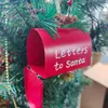 Kerstdecoraties Creatieve metalen Iron Red Mailbox Hangende ornament Tree Hanger Letters to Santa Claus Home Decoration