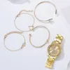 Montres-bracelets 5 PC Watches Set Luxury Diamond Rhingestone Quartz Watch Women Fashion Ladies For Girl Clock Relogio Feminino