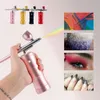 Face Massager Foreverlily Mini Air Compressor Kit Air-Brush Paint Spray Gun Airbrush For Nail Art Tattoo Craft Cake Nano Fog Mist Sprayer 221021