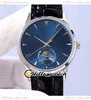 41 mm Master Ultra Thin 1363540 Automatische Herrenuhr Phases Moon Graues Zifferblatt Q1363540 Stahlgehäuse Schwarzes Lederarmband Uhren HelloWatch E199A7