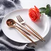 Dinnerware Sets Set Stainless Steel Plating Gold Blue Black Knife Fork Tableware Cutlery White European Western 4pcs