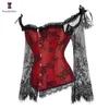 Taille Ventre Shaper Manches Longues Florales Femmes Sexy Gothique Victorien Corset Vintage À Lacets Bustier Hors Épaule Corsets Overbust Top 221019