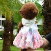 Dog Apparel Beautiful Summer Cat Kitty Puppy Bowknot Lace Rose Flower Gauze Dress Clothes Outfit Princess Fluffy Skirt Thin Pet Supplies