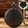 Pocket Watches Vintage Exquisite Floral Pattern Quartz Necklace Watch Arabic Numerals Dial Black/Silver/Bronze Retro Clock