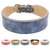 Dog Collars Leahe Peronalized Leather Collar Necklace Wide Padded Pet ID Free Print Name for Medium Large Bulldog 221025