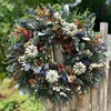 Decorative Flowers Handmade Hydrangea White Pumpkins Ranunculus Wreath For Front Door Hanging Ornament Thanksgiving Fall Home Decor Drop