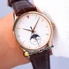 41 mm Master Ultra Thin 1362520 Automatic Mens Watch Phases Moon White Dial Q1362520 Rose Gold Case Brown Le cuir Brown Watches Hellowatch E199B5