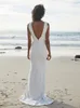 Robes de mariée de plage V Back Sof Satin Mermaid Robes nuptiales sans manches