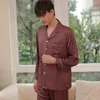 Men's Sleepwear XXXL Lovers Loose 2PCS Pajamas Set 2022 Faux Silk Big Size Couple Nightwear Women Lace Sweet Pijamas Men's Full Sleeve