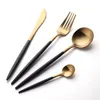 Dinnerware Sets Set Stainless Steel Plating Gold Blue Black Knife Fork Tableware Cutlery White European Western 4pcs