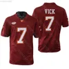 NCAA Virginia Tech Hokies 축구 저지 Michael Vick Red 150 패치 크기 S-3XL 모든 스티치 자수