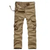 Pantalones de hombre Pantalones cargo de algodón puro de talla grande con varios bolsillos para hombre