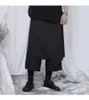 Men's Pants Casual Men's Capris Black Simple Fashion Multi-Layer Irregular Design Loose Wide Leg Trend Large