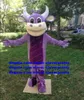 Purple Cow Bossy Cald Calf Mascot Costume Adult Cartoon Postacie strój garnitur ładny fajny firma zx2978