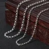 Kettingen S925 Sterling zilveren sieraden 3 mm dikke cirkel hanger bijpassende ketting mannen en vrouwen Thaise ketting trui