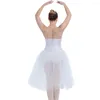 Stage Wear White Camisole Romantique Long Tutu Dress Avec Nude Insert Front Et Bretelles Réglables Costume De Ballet