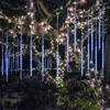 Cordes 30/50cm 8 Tube Meteor Shower Rain LED Guirlandes lumineuses Arbre de Noël Chute de neige Fée Lumière pour décoration de jardin extérieur Étanche