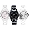 2023 orologi da donna di lusso in ceramica orologio con diamanti bianchi e neri moda orologio da polso da donna di qualità aaa design classico wome3079