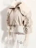 Женские куртки Faux Pu Кожаная укороченная пайфуер женщины 2022 Осень Зимний бархатный ошейный воротник с ручными рукавами.
