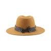 Berretti Cappelli per donna Uomo Fedora a tesa larga Cintura solida Cowboy occidentale Cowgirl Panama Cappellini jazz Maschile Chapeau Femme
