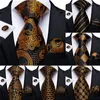 Neck Tie Set Gift Men Gold Black Striped Paisley Silk Wedding For DiBanGu Design Hanky Cufflink Quality Drop 221014