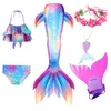 Occasioni speciali per bambini ragazze che nuotano coda sirena costume cosplay bambini costume da bagno fantasy bikini può aggiungere pinna monofin Halloween 221111