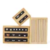 Jewelry Pouches Solid Wood Ring Elastic Display Board Bracelet Storage Box Tray Base Props