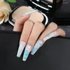 Faux ongles 24pcs / set T Style Long Ballet Nail Patch Mat Noël Neige Pluie Portant Faux Amovible