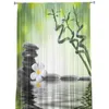 Vorhang mit Orchideensteinen, Bambus-Zen-Tüll, durchsichtige Fenstervorhänge für Wohnzimmer und Schlafzimmer, moderne dekorative Vorhänge aus Voile-Organza