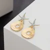 Stud Jaeeyin Arrival Bohemia Blue Enamel Ocean Starfish Conch Shell Earrings Gold Color Jewelry Gift For Girls Children 2211115513155