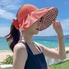 女性のバケツハットのためのワイドブリム帽子の夏空のトップサンビーチビッグ12cm調整可能な屋外カジュアル2022チャポーフェム