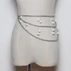 Cinturones de lujo con capas anchas y perlas para mujer, cinturón de cintura con cadena, moda de oficina, vestido de talla grande, decoración de aleación de Metal