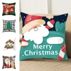 Juldekorationer Merry Cushion Cover Santa Claus ￤lg Reindeer M￶nster Kudde Ornament Hemdekoration Happy Year 2022