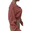 Jaqueta Feminina Jaqueta Houndstooth Estampa Letra Gingham Cropped Casaco Curto Manga Latern Xadrez Vermelho Moda Camisa Feminina Top Fall