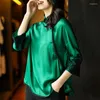 Kvinnor BLOUSES Fashion High Quality Silk Shirts For Women Vintage Elegant Topps Female Spring Autumn 2022 Blus Blusa ZJT2358