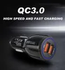 Les chargeurs de voiture portatifs QC3.0 ont mené la charge rapide 12V 3.1A double port USB pour téléphone intelligent