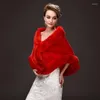 Women's Fur Warm Winter Ladies Faux Cape Formal Party Outwear Short Scarf Tippet Women Black Red Casual Coat Bridal Wedding Wraps Poncho