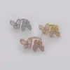 Paar ringen dubbele klaver smalle versie caleidoscoop diamanten ring fijne vierbladige bloem dubbele vlinder wit fritillary 18kar8125496