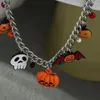 Choker Ghost Bat Pumpkin Pendant Necklace Punk Metal Simple Chain Halloween Gift