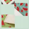 Table Mats Watermelon Pattern Printed Placemat Cotton Linen Dining Mat Pad Drink Coasters Tableware Kitchen Accessories 42 32cm