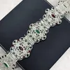 Belts Elegant Moroccan Caftan Belt For Women Wedding Dress Jewelry Hollow Metal Buckle Link Chain Full Color Crystal Bride Gift