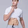 Мужская рубашка для мужской одежды с твердым цветом водонепроницаемое антимолочное лечение с короткими рукавами.